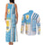 Uruguay Football Couples Matching Tank Maxi Dress and Long Sleeve Button Shirt Sky Blue Soccer - Road To Champion