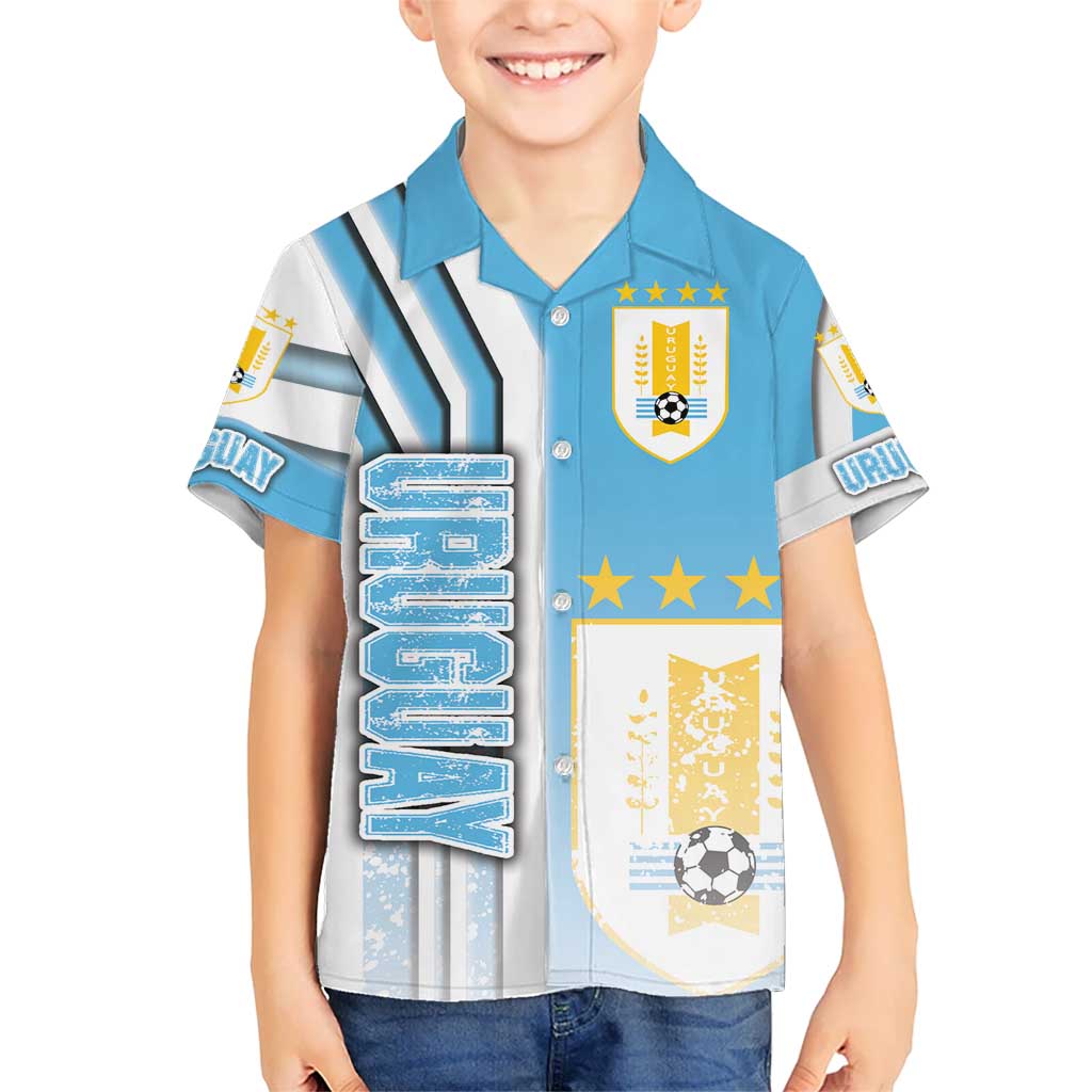 Uruguay Football Kid Hawaiian Shirt Sky Blue Soccer - Road To Champion