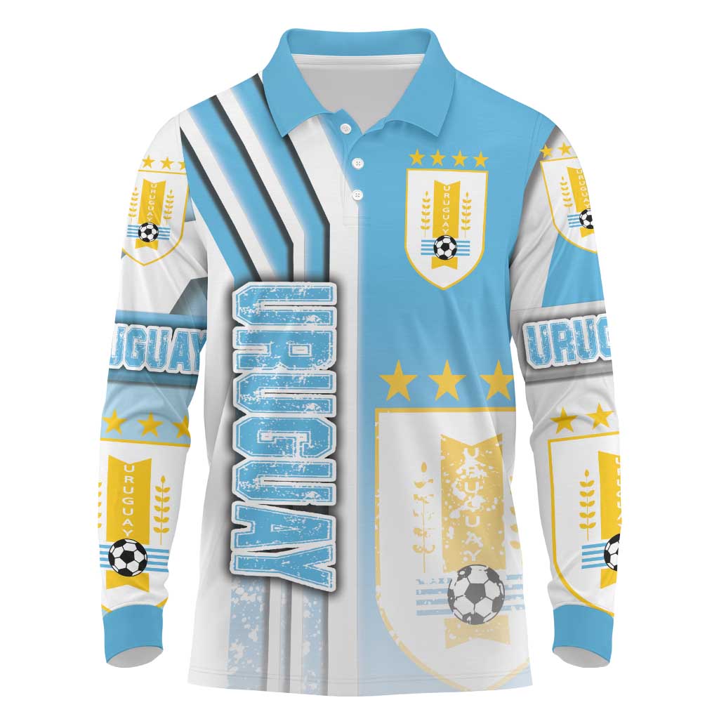 Uruguay Football Long Sleeve Polo Shirt Sky Blue Soccer - Road To Champion - Wonder Print Shop