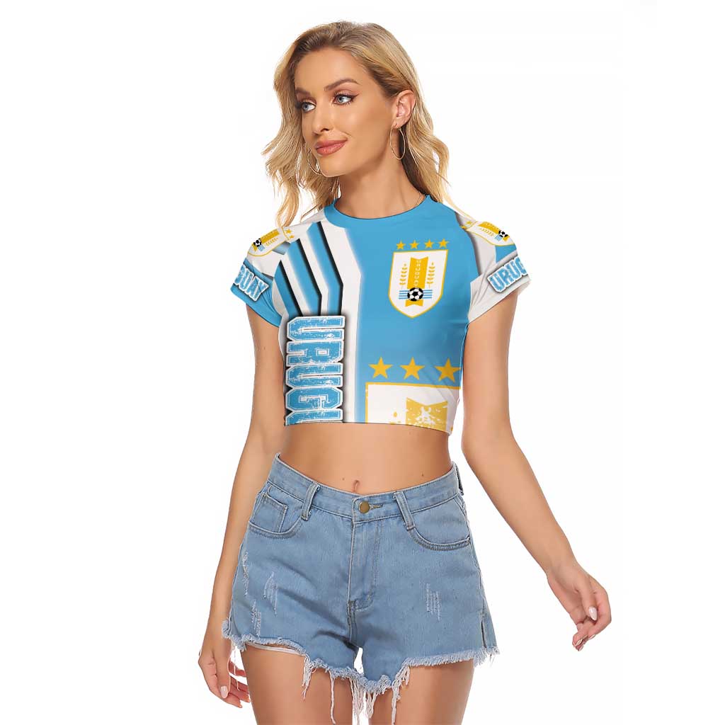 Uruguay Football Raglan Cropped T Shirt Sky Blue Soccer - Road To Champion - Wonder Print Shop