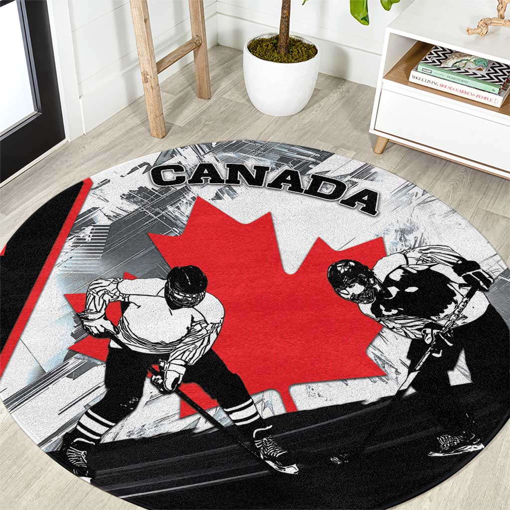 Canada Hockey Round Carpet Maple Leaf Sport Style