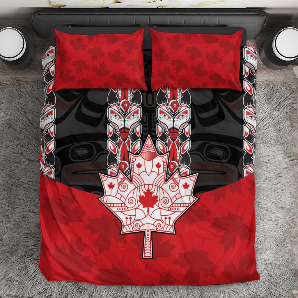 Canada Maple Leaf Bedding Set Haida Totem Inspired Art