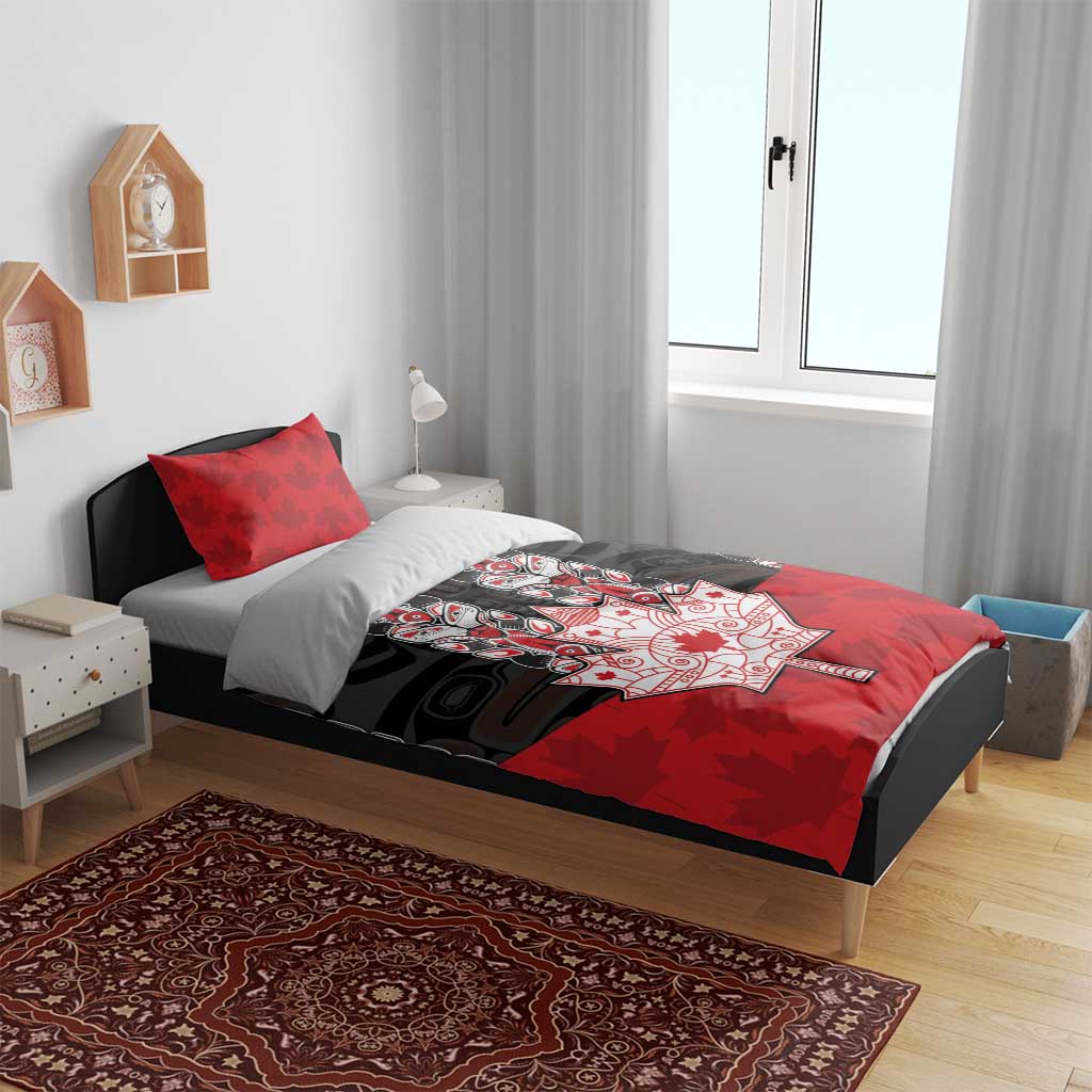 Canada Maple Leaf Bedding Set Haida Totem Inspired Art
