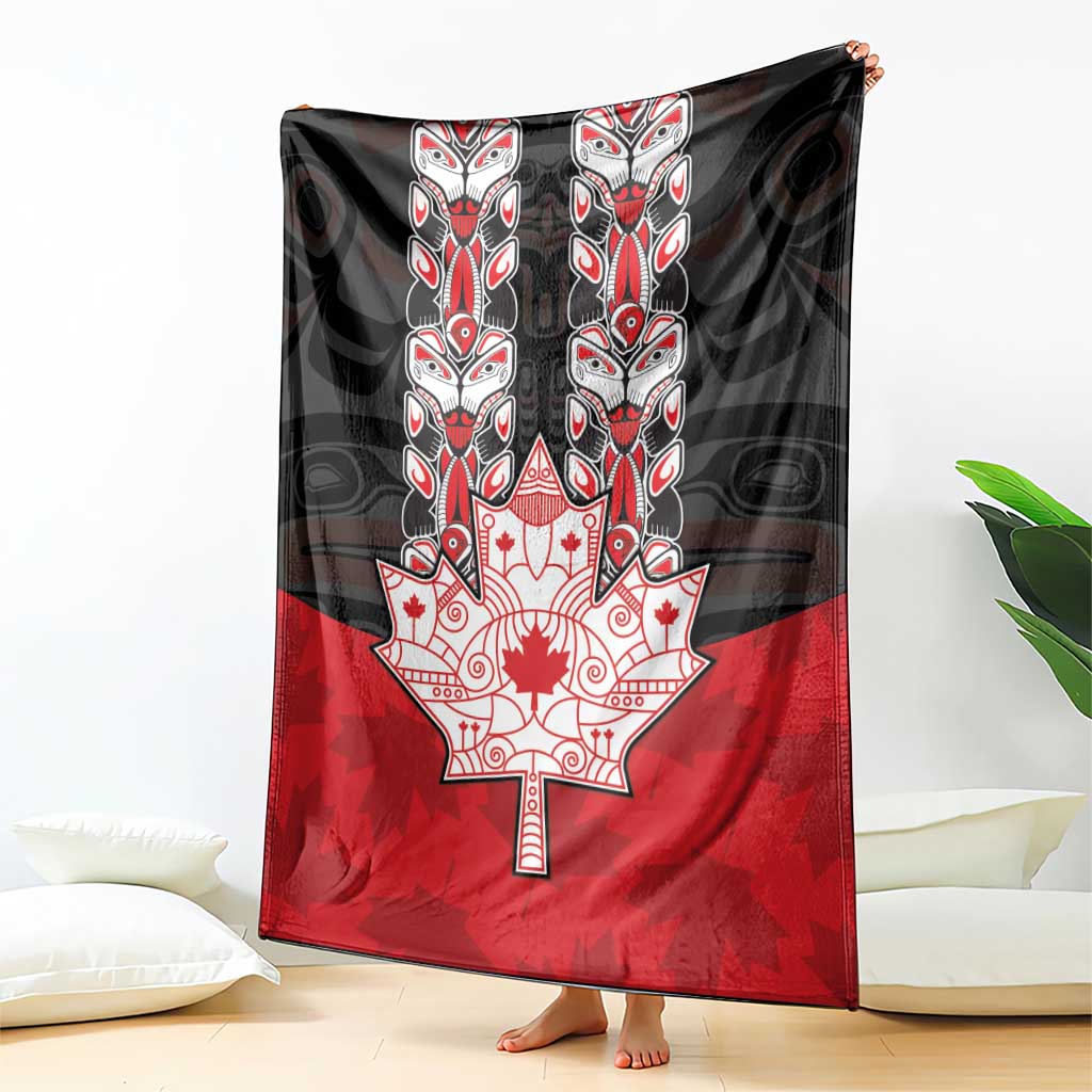 Canada Maple Leaf Blanket Haida Totem Inspired Art