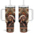 Native American Man Tumbler With Handle Feather Headdress With Dream Catcher