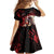 Native American MMIW Family Matching Off The Shoulder Long Sleeve Dress and Hawaiian Shirt Red Indian Women With Red Handprint