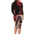 Native American MMIW Long Sleeve Bodycon Dress Red Indian Women With Red Handprint