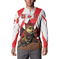 Personalised Canada Beaver Adventurer Button Sweatshirt With Maple Leaf