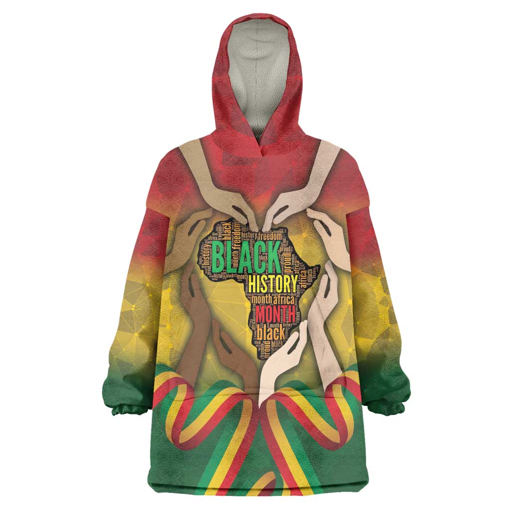 Black History Month Wearable Blanket Hoodie Africa I Am Black