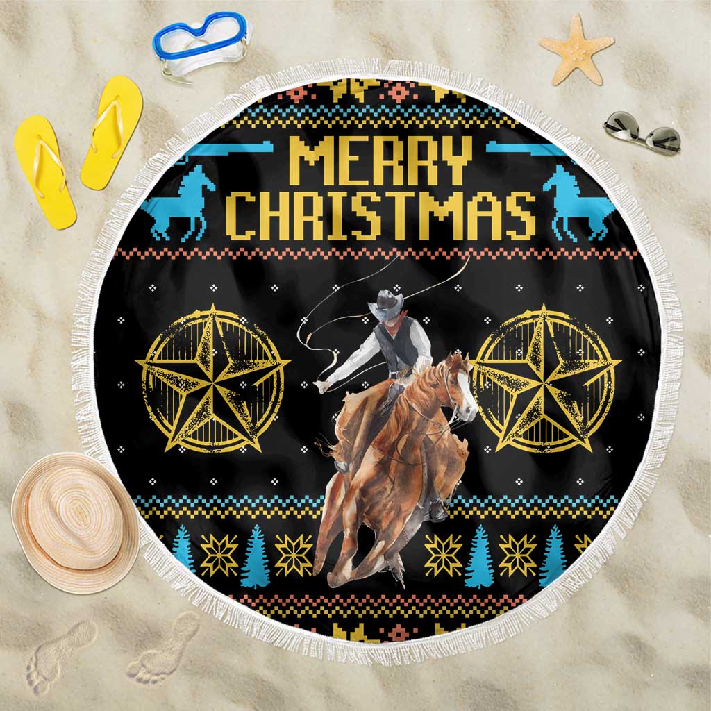 Cowboy Merry Christmas Beach Blanket DT04 - Wonder Print Shop