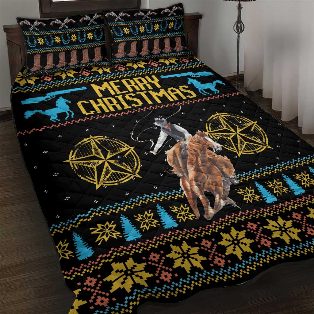 Cowboy Merry Christmas Quilt Bed Set DT04 - Wonder Print Shop