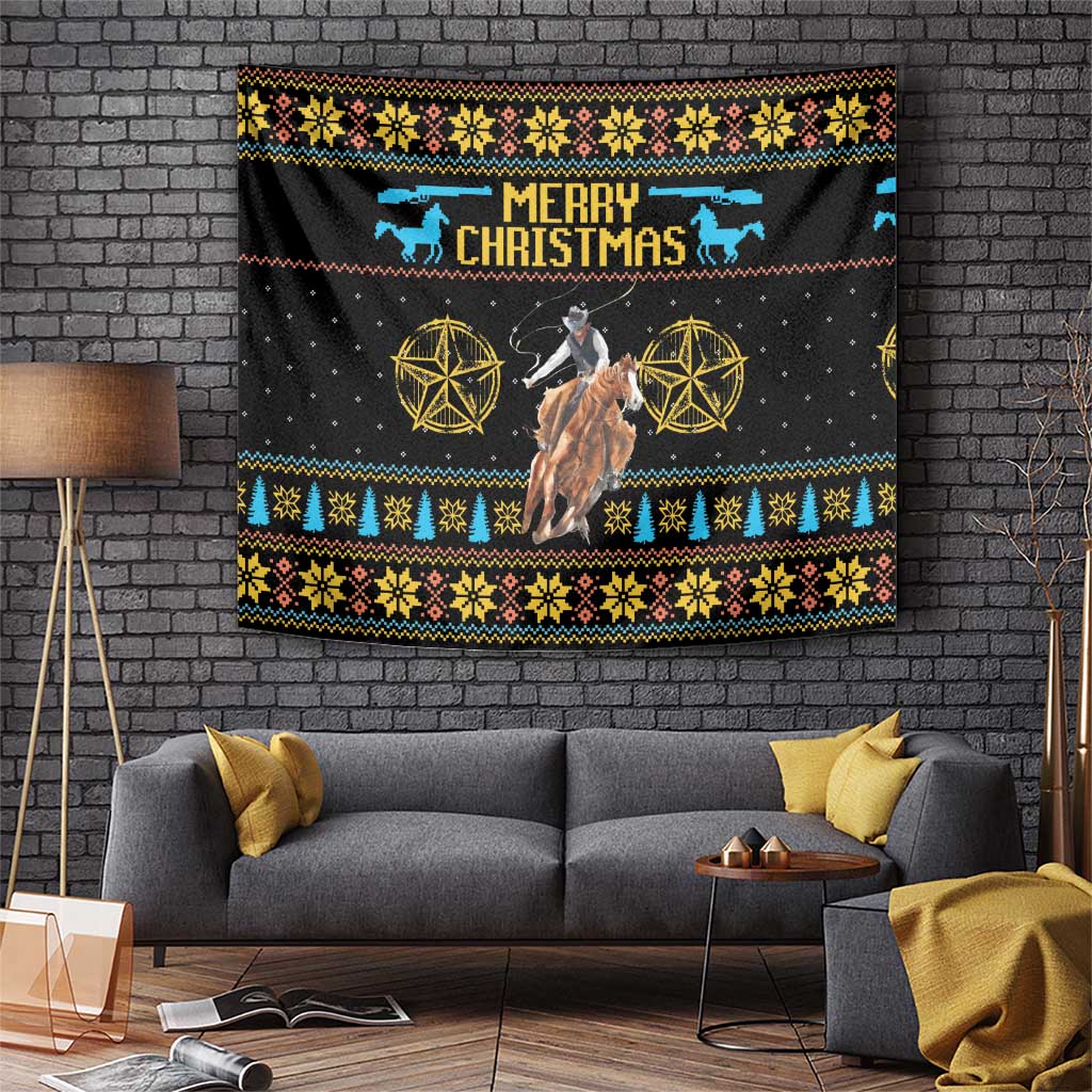 Cowboy Merry Christmas Tapestry