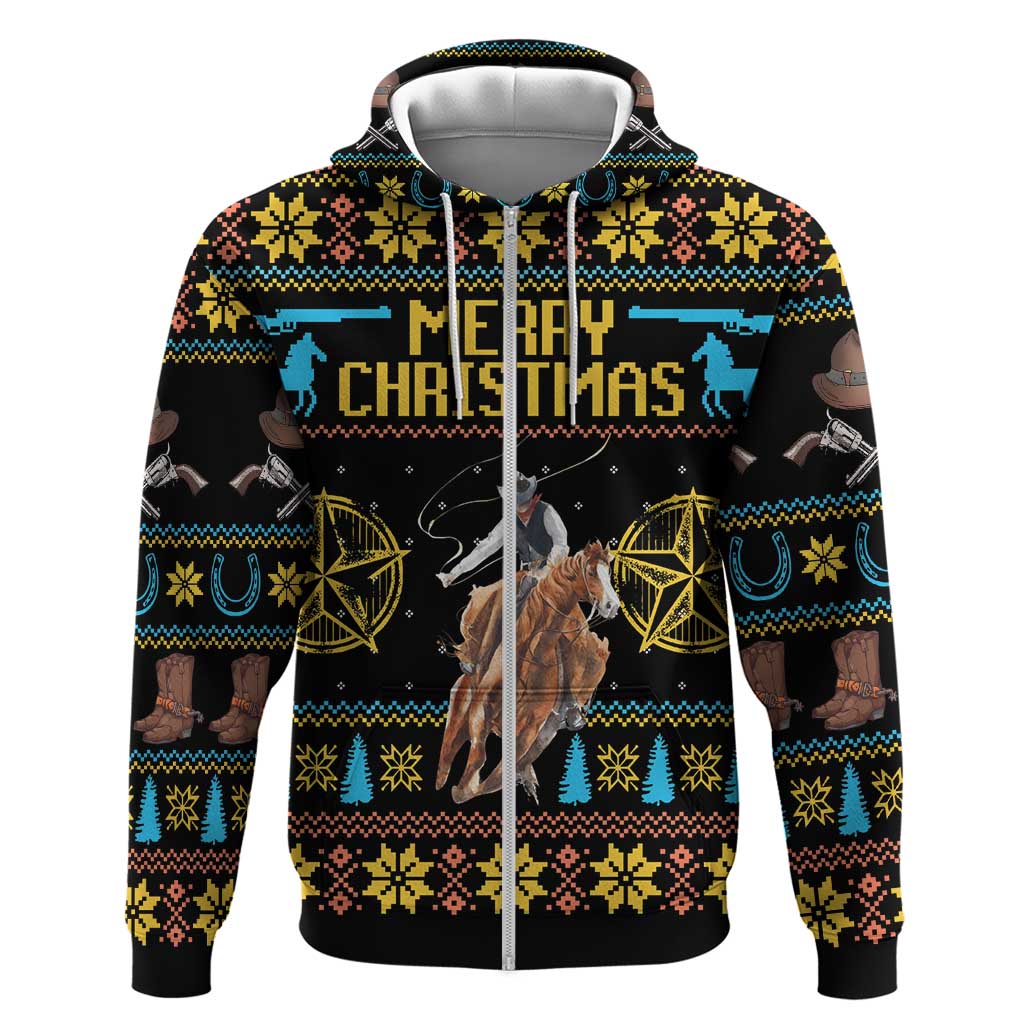 Cowboy Merry Christmas Zip Hoodie DT04 - Wonder Print Shop