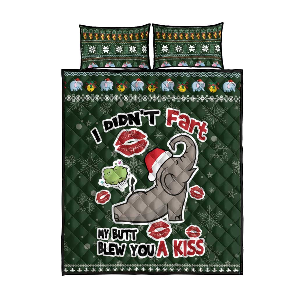 Elephant I Didnt Fart My Butt Blew You A Kiss Quilt Bed Set Elephant Christmas DT04 - Wonder Print Shop