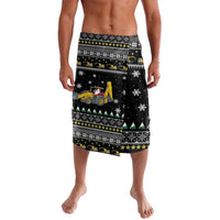 Black Christmas patterned shorts with tractor and snowflake designs, elastic waist