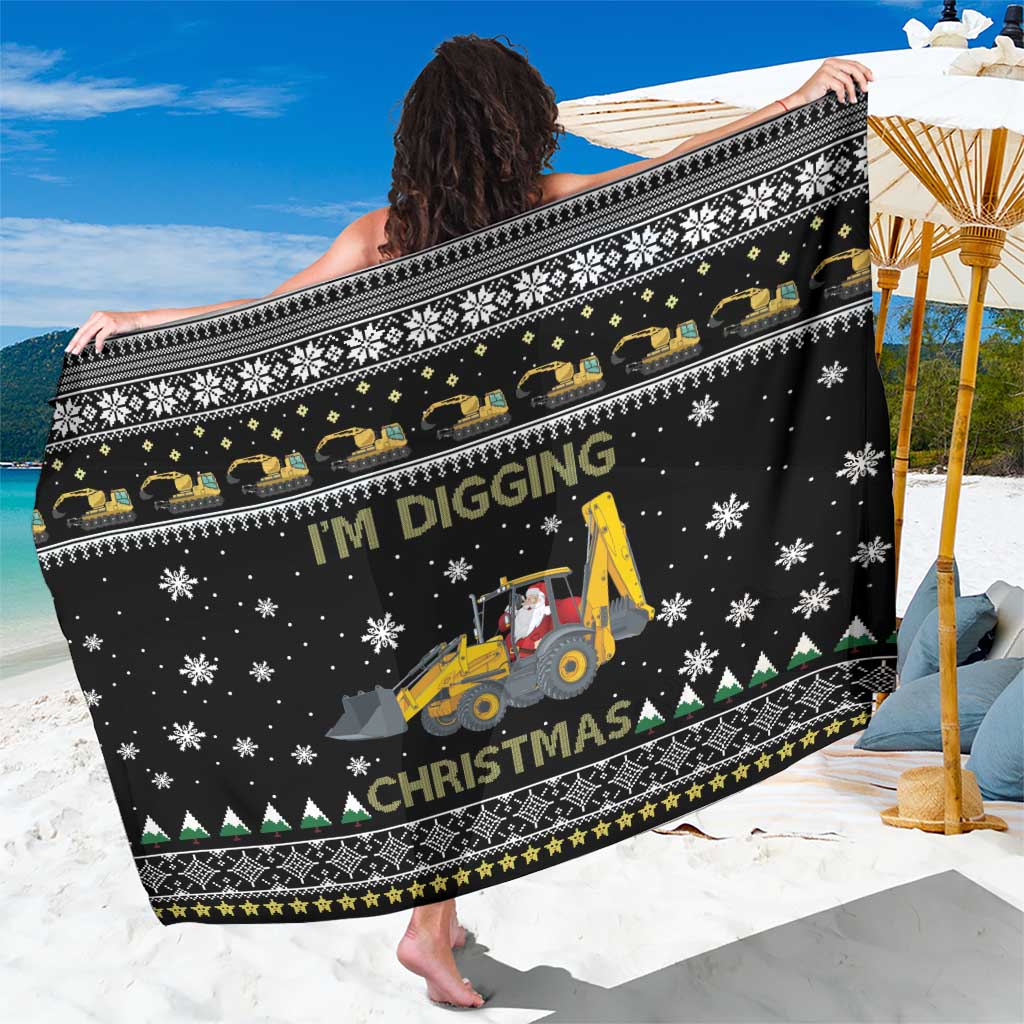 Im Digging Christmas Sarong Tractor Santa Claus