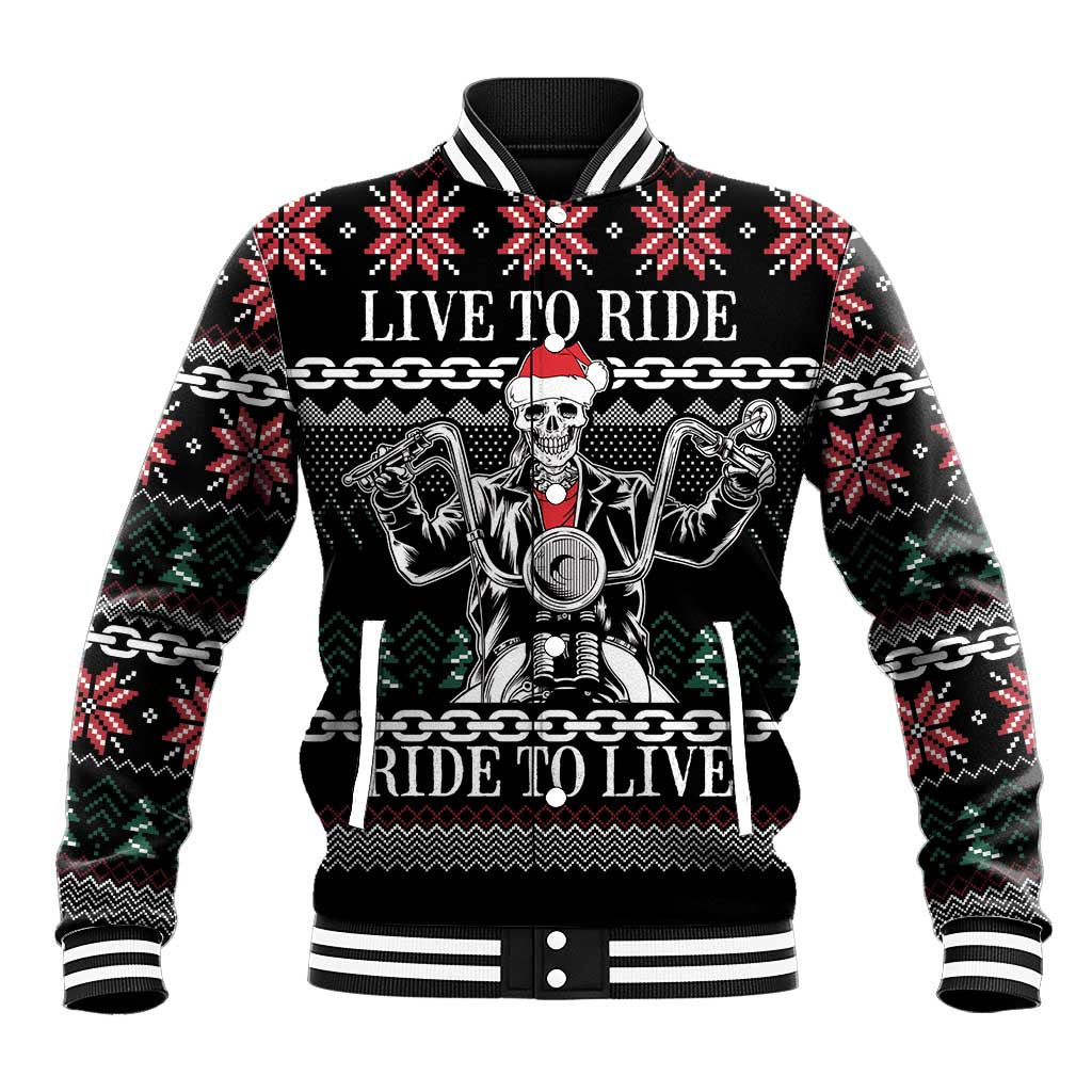 Live To Ride Motorbike Skeleton Baseball Jacket Biker Skull Christmas DT04 - Wonder Print Shop