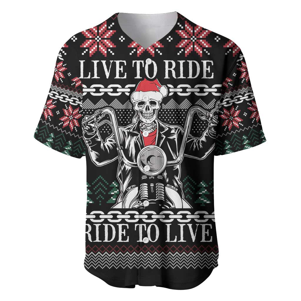 Live To Ride Motorbike Skeleton Baseball Jersey Biker Skull Christmas DT04 - Wonder Print Shop