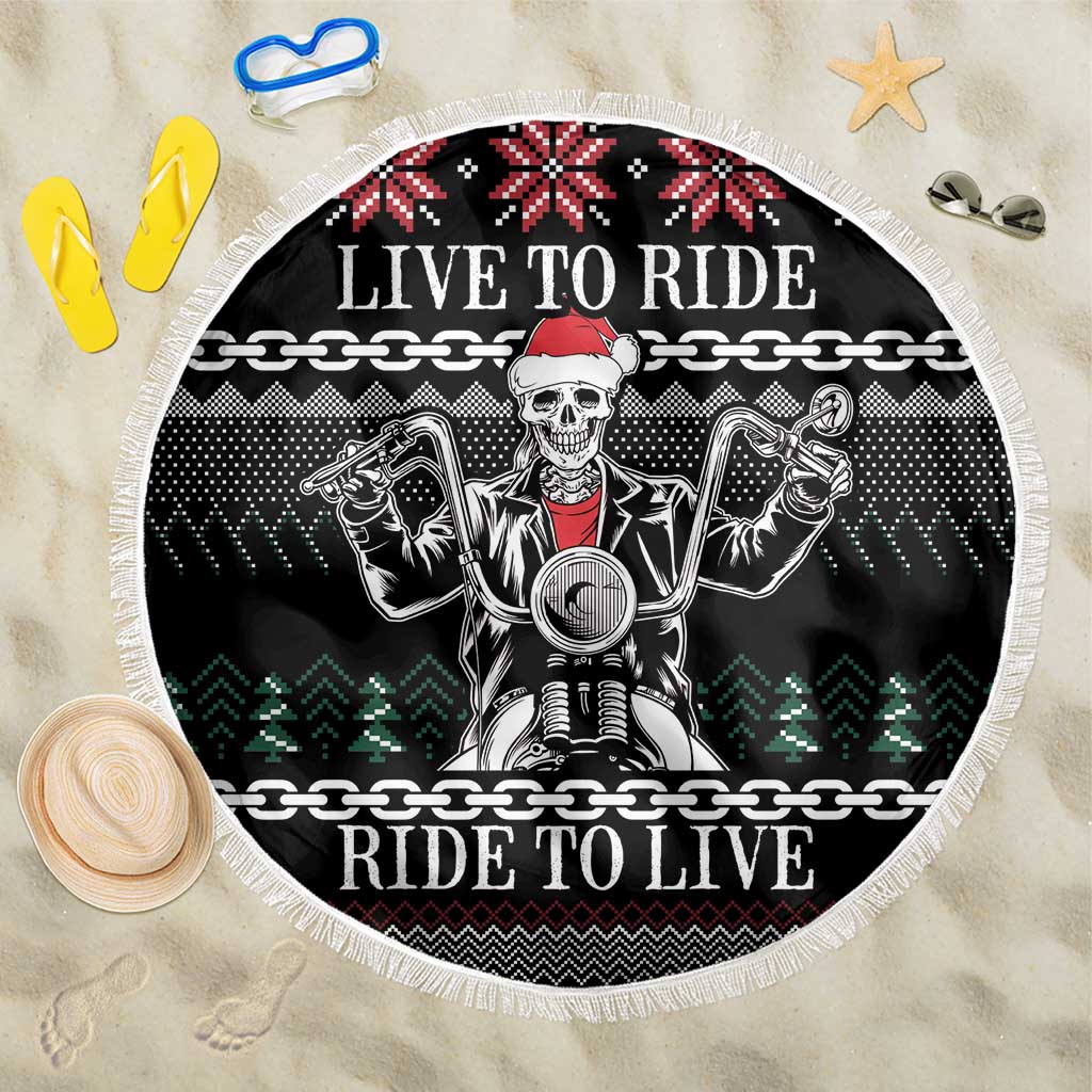 Live To Ride Motorbike Skeleton Beach Blanket Biker Skull Christmas DT04 - Wonder Print Shop