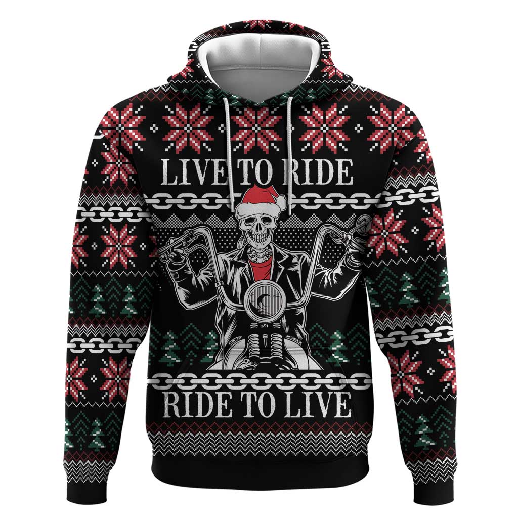 Live To Ride Motorbike Skeleton Hoodie Biker Skull Christmas DT04 - Wonder Print Shop