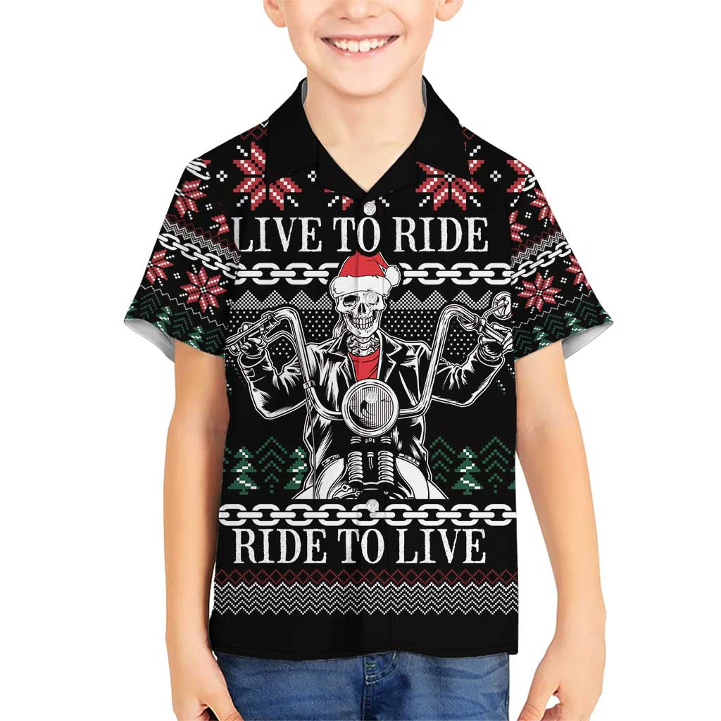 Live To Ride Motorbike Skeleton Kid Hawaiian Shirt Biker Skull Christmas DT04 - Wonder Print Shop