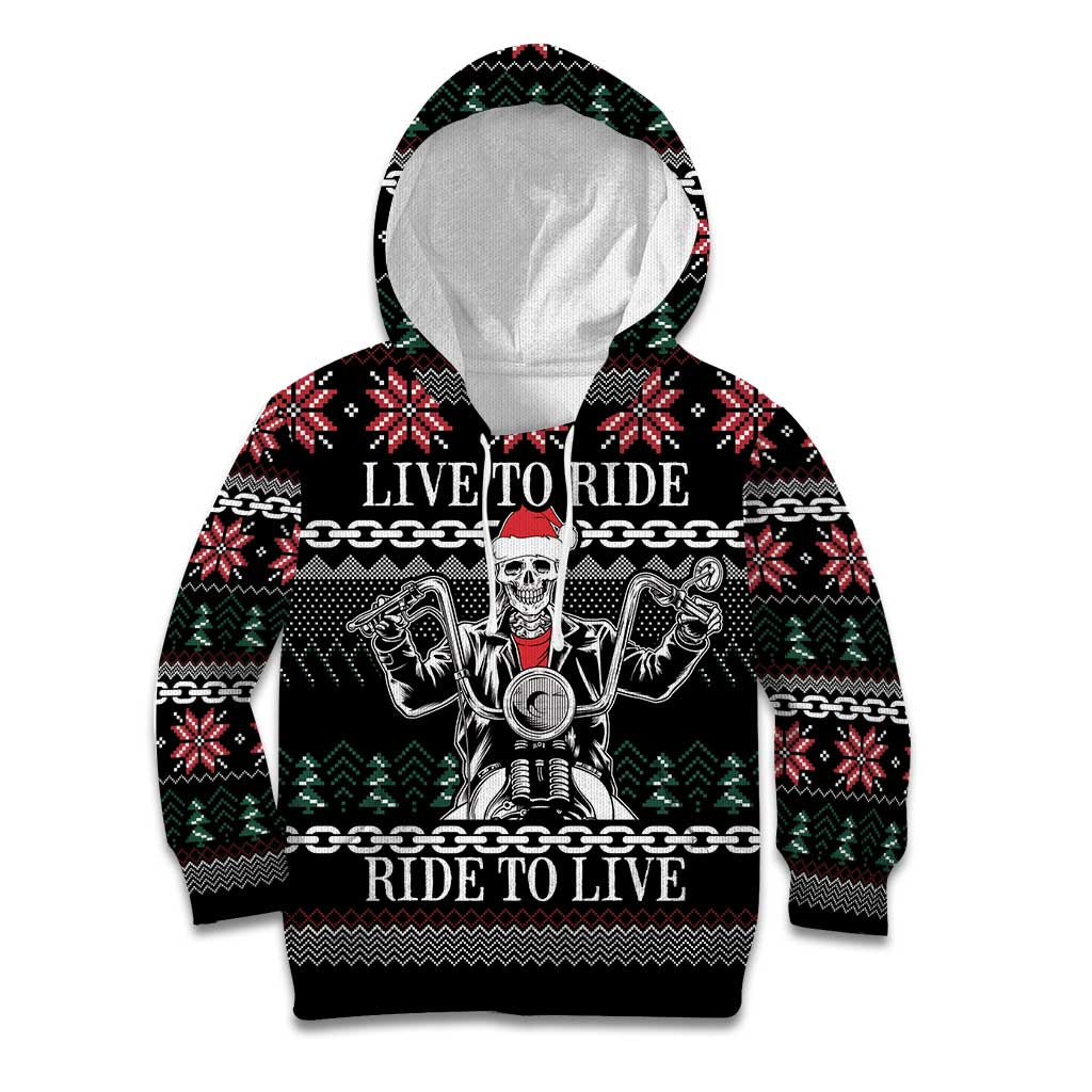 Live To Ride Motorbike Skeleton Kid Hoodie Biker Skull Christmas DT04 - Wonder Print Shop