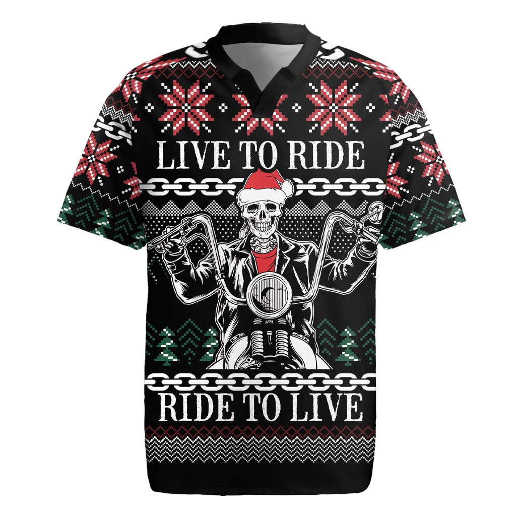 Live To Ride Motorbike Skeleton Rugby Jersey Biker Skull Christmas DT04 - Wonder Print Shop