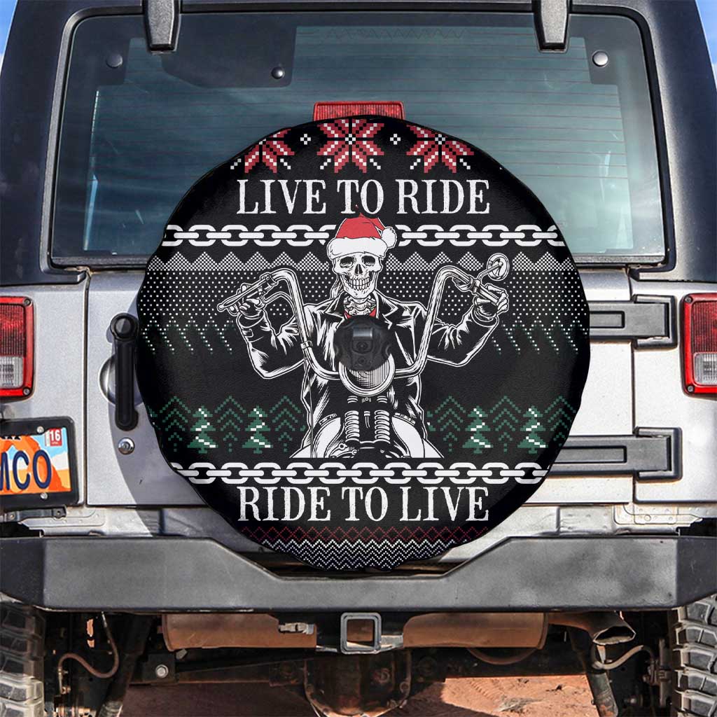 Live To Ride Motorbike Skeleton Spare Tire Cover Biker Skull Christmas DT04 - Wonder Print Shop