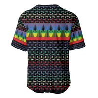 Black baseball jersey with rainbow and forest tree holiday pattern, short sleeves