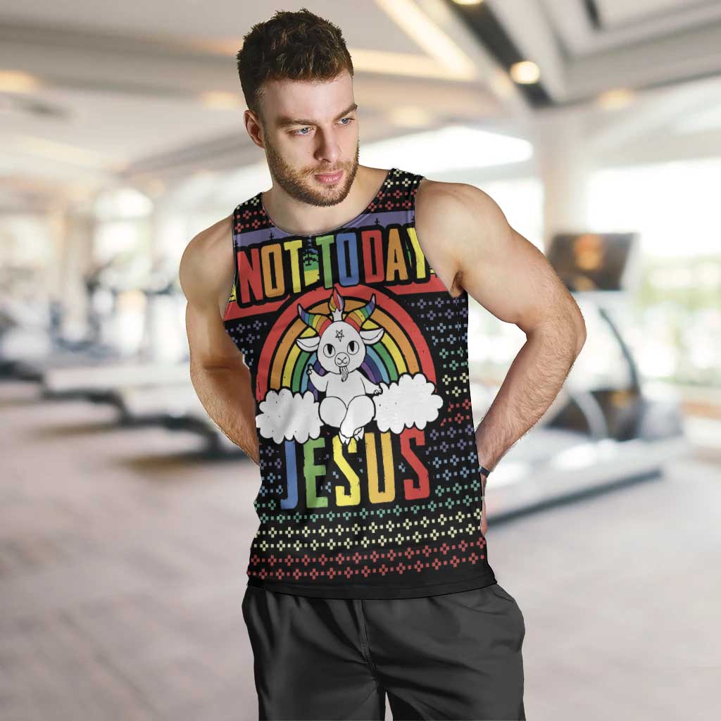 LGBT Not Today Jesus Men Tank Top Rainbow Christmas DT04 - Wonder Print Shop