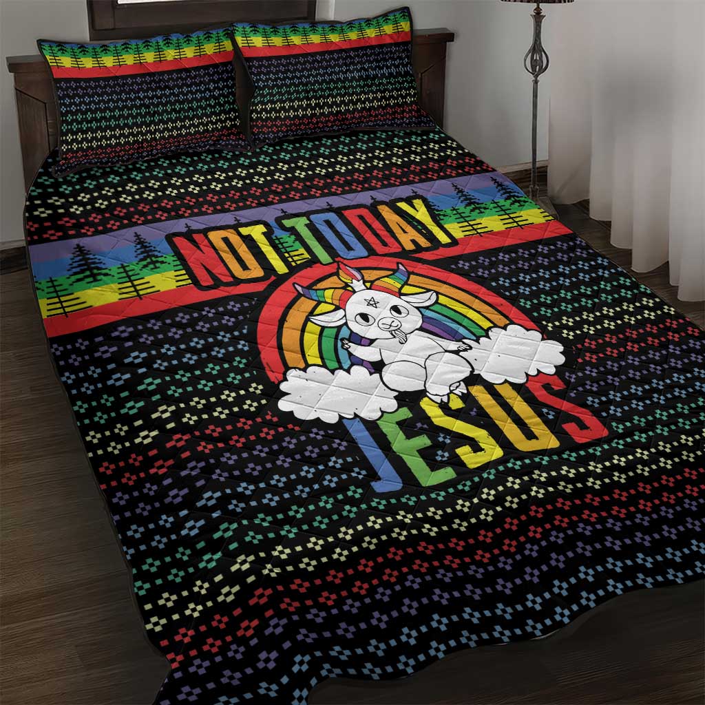 LGBT Not Today Jesus Quilt Bed Set Rainbow Christmas DT04 - Wonder Print Shop