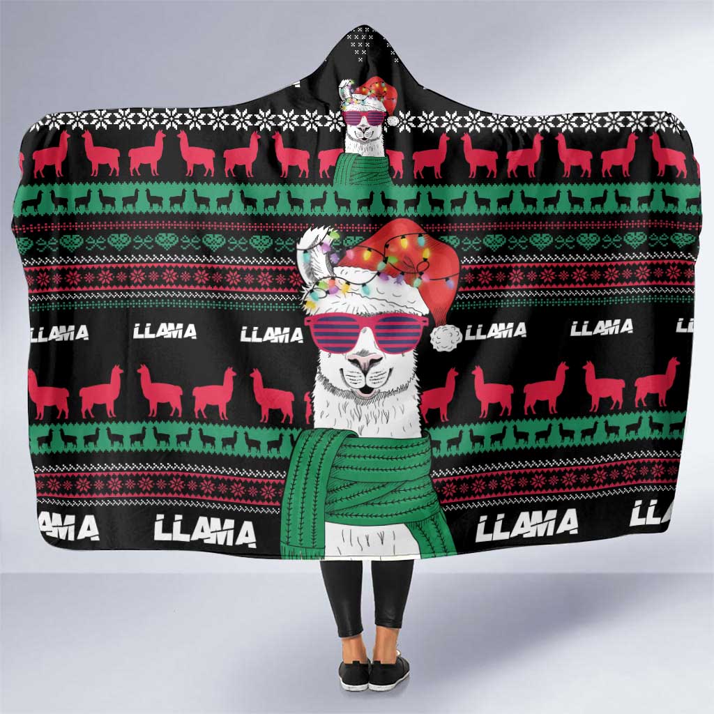 Llama Funny Hooded Blanket Llama Christmas