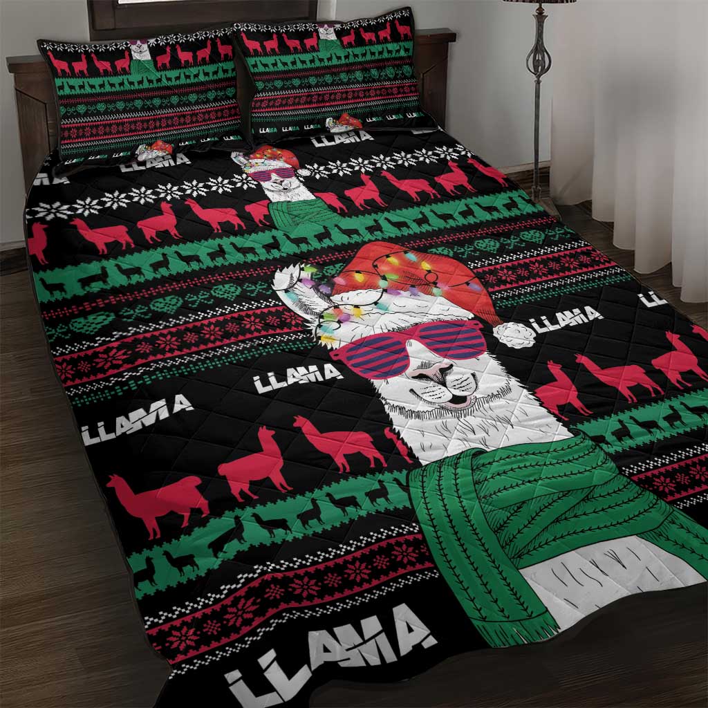 Llama Funny Quilt Bed Set Llama Christmas DT04 - Wonder Print Shop