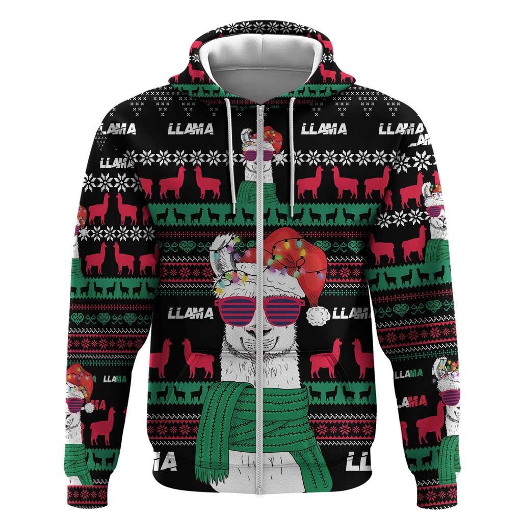 Llama Funny Zip Hoodie Llama Christmas DT04 - Wonder Print Shop