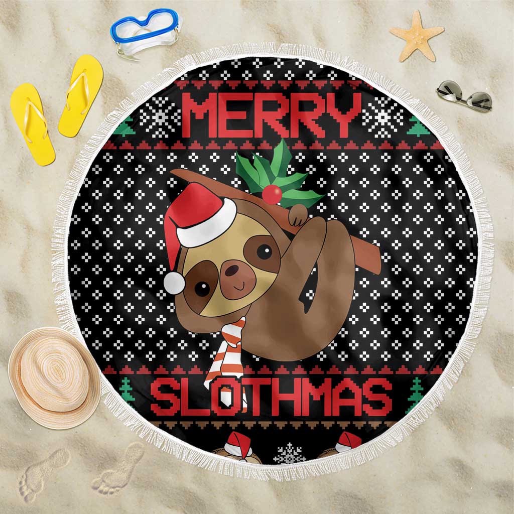 Merry Slothmas Beach Blanket Cute Sloth Christmas DT04 - Wonder Print Shop