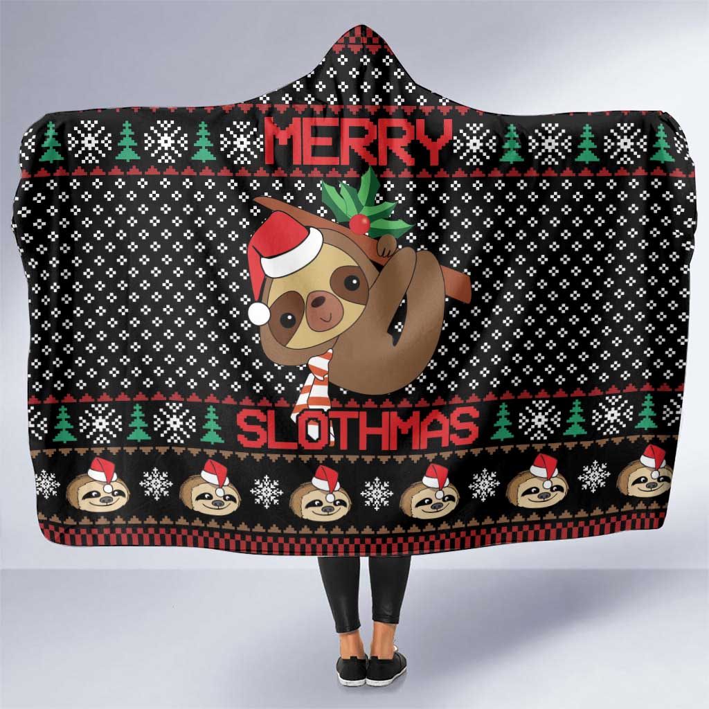 Merry Slothmas Hooded Blanket Cute Sloth Christmas