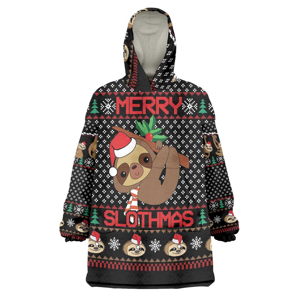 Merry Slothmas Wearable Blanket Hoodie Cute Sloth Christmas