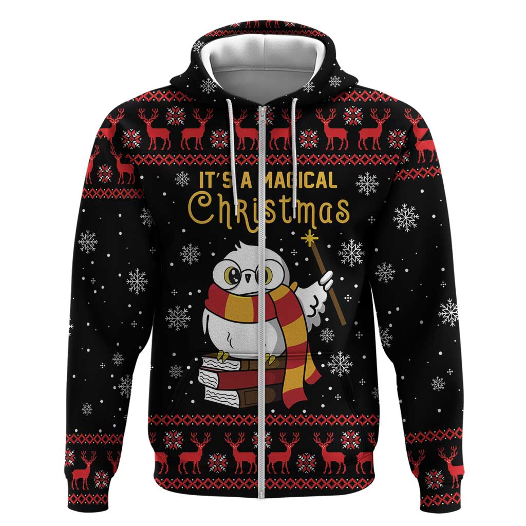 Magical Christmas Zip Hoodie Owl Book Xmas DT04 - Wonder Print Shop