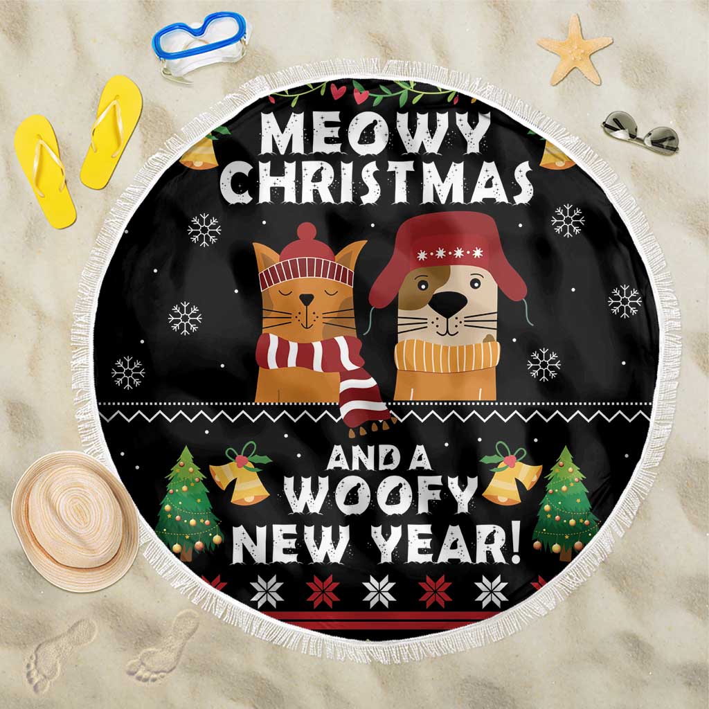 Meowy Christmas And Woofy New Year Beach Blanket DT04 - Wonder Print Shop