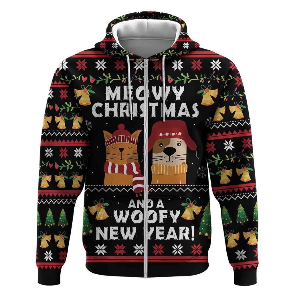 Meowy Christmas And Woofy New Year Zip Hoodie DT04 - Wonder Print Shop