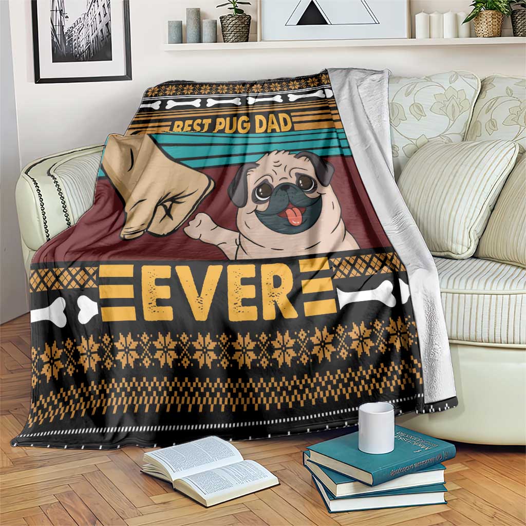 Best Pug Dad Ever Blanket Pug Dog Christmas Awesome Dad