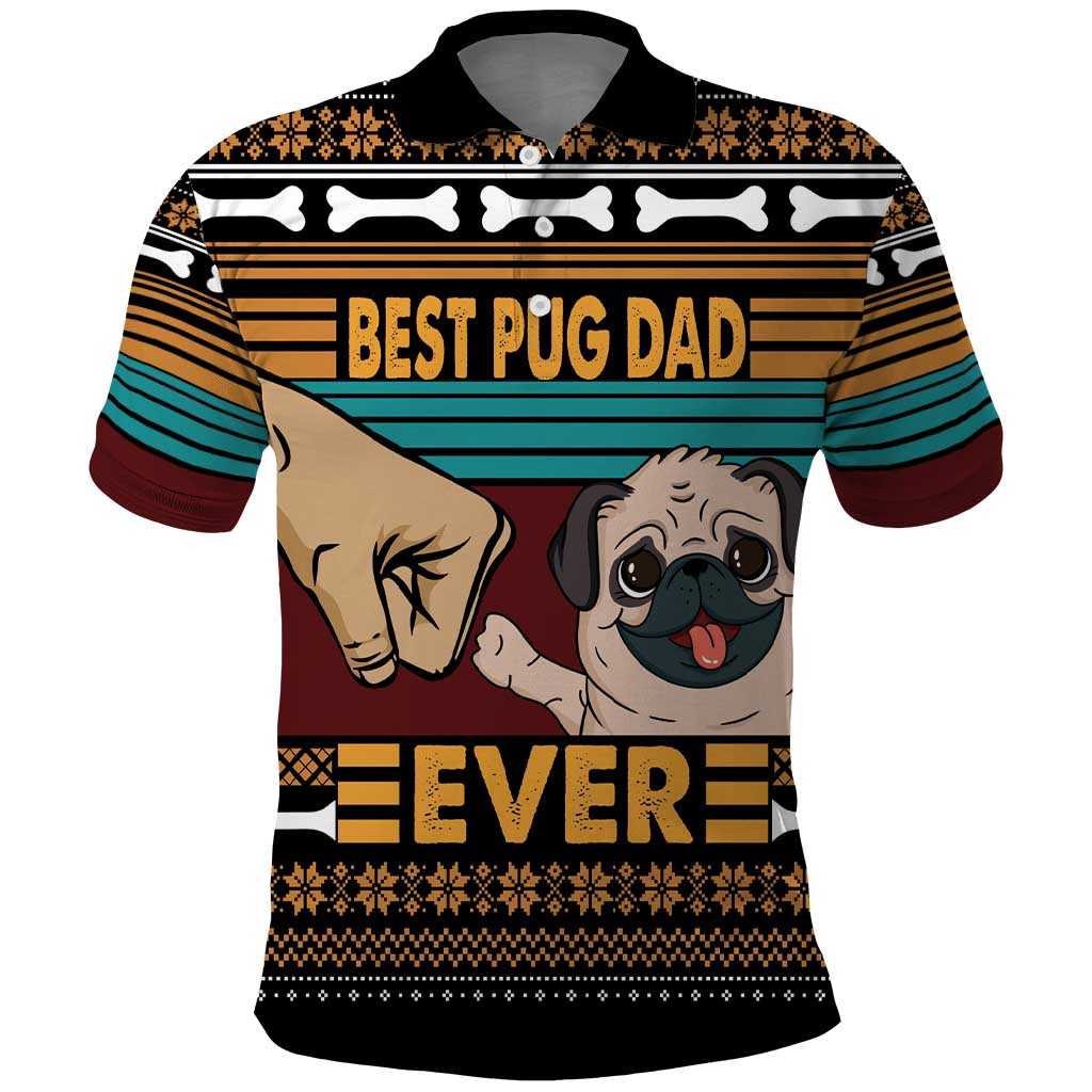 Best Pug Dad Ever Polo Shirt Pug Dog Christmas Awesome Dad