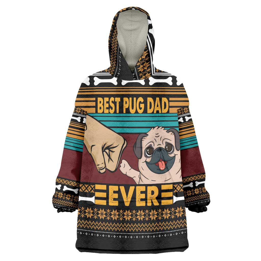 Best Pug Dad Ever Wearable Blanket Hoodie Pug Dog Christmas Awesome Dad