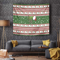 Green Christmas nurse-themed tapestry wall hanging with festive red-and-white border
