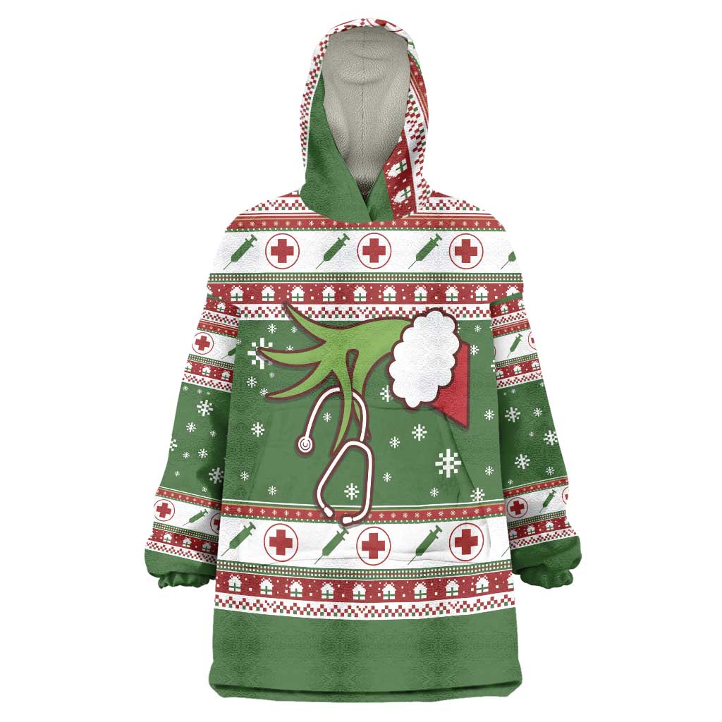 Nurse Wearable Blanket Hoodie Nurse Grinch Christmas