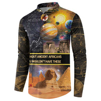 Ancient African Achievements Button Sweatshirt Egyptian Pyramids Galaxy
