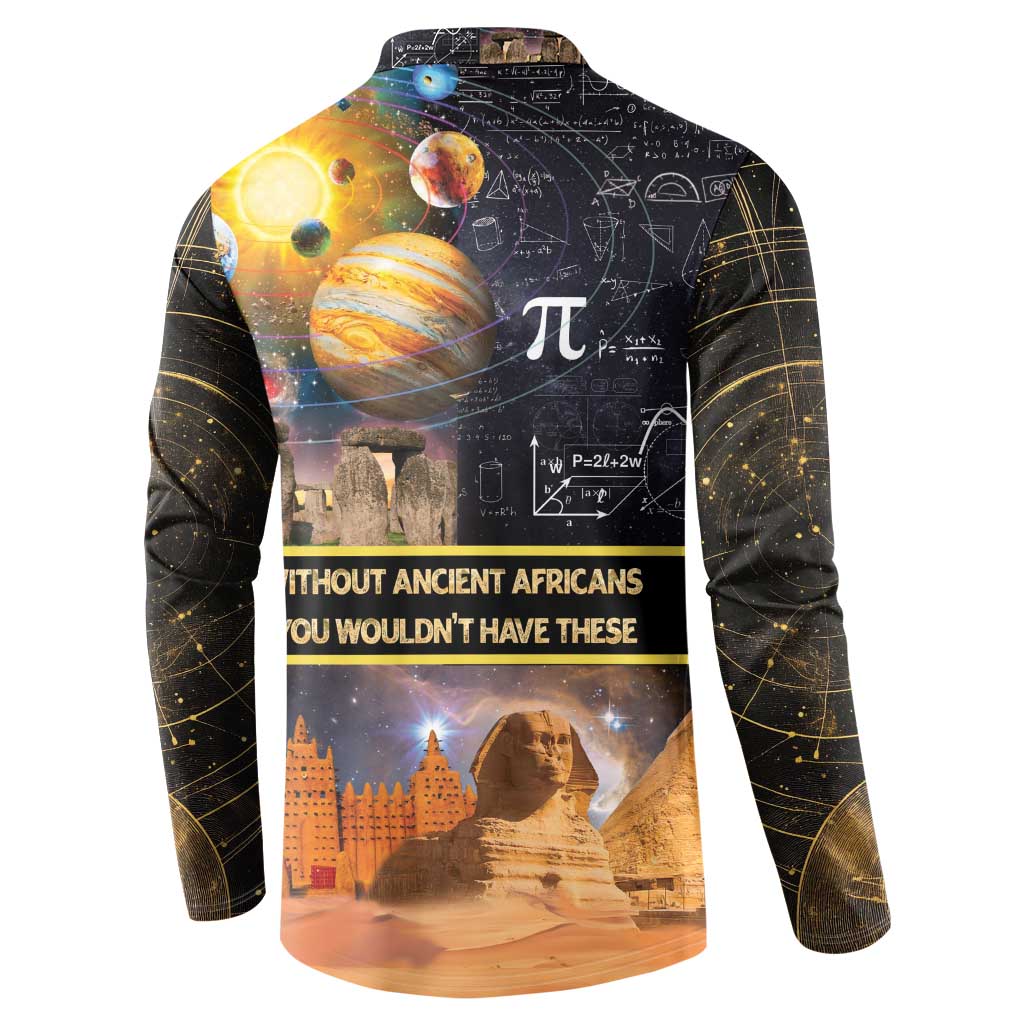 Ancient African Achievements Button Sweatshirt Egyptian Pyramids Galaxy