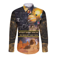 Ancient African Achievements Long Sleeve Button Shirt Egyptian Pyramids Galaxy