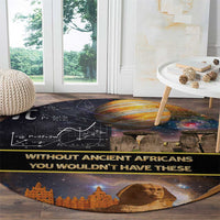 Ancient African Achievements Round Carpet Egyptian Pyramids Galaxy