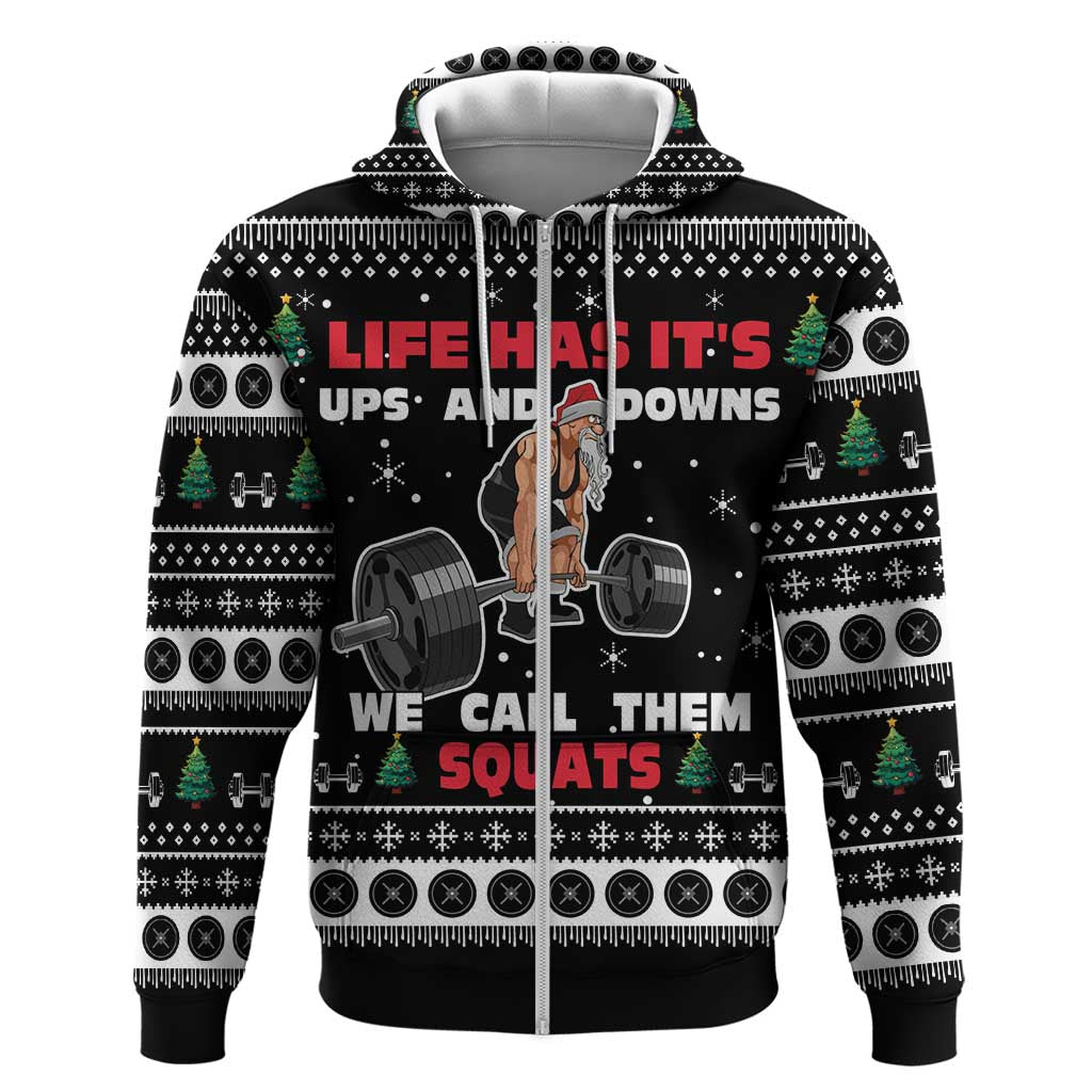 Santa Claus Love Gym Zip Hoodie Christmas Santa Does Weightlifting DT04 - Wonder Print Shop